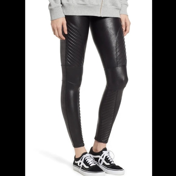 SPANX Pants - Spanx Black Faux Leather Moto Leggings